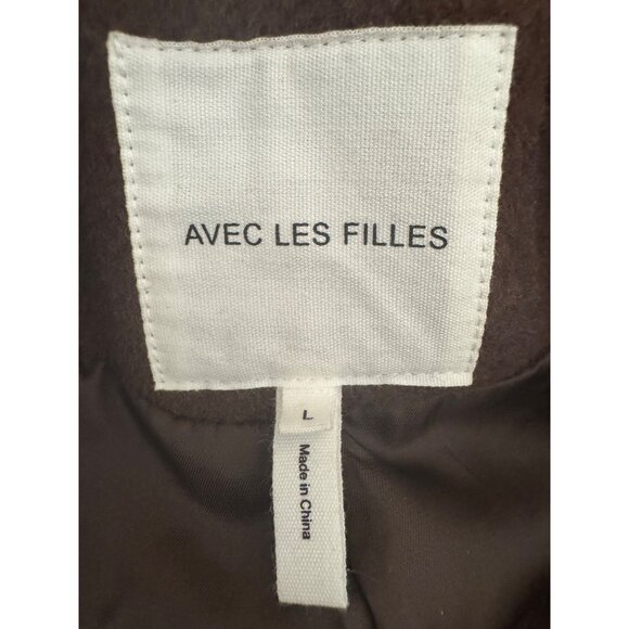 NWT L Avec Les Filles Womens Brown Double-Breasted Long Wool Blend Coat - Picture 2 of 16